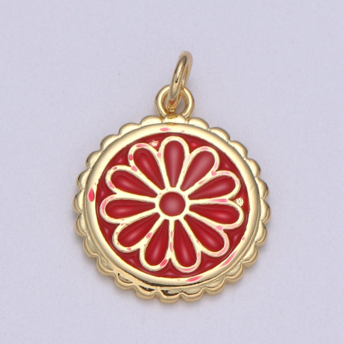 Gold Filled Flower Coin Charm  E-256-E-262
