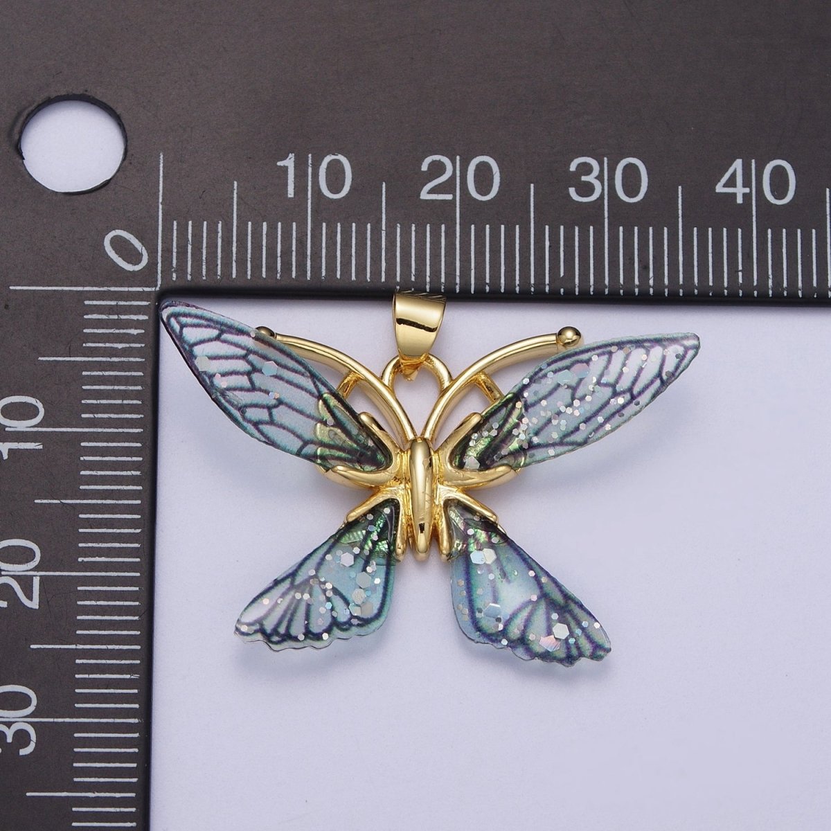 Gold Filled Fuchsia, Blue Fairy Butterfly Pendant  I-089 I-092