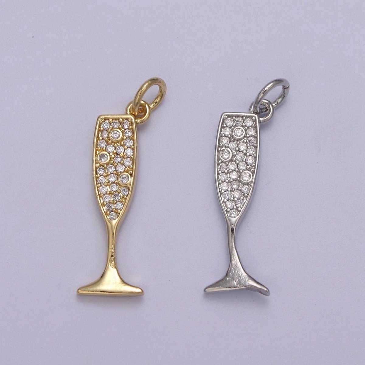 Gold Filled Glass Champagne Bubbly Sparkling Wine For New Year Party Inspired in Gold & Silver N-381 N-382