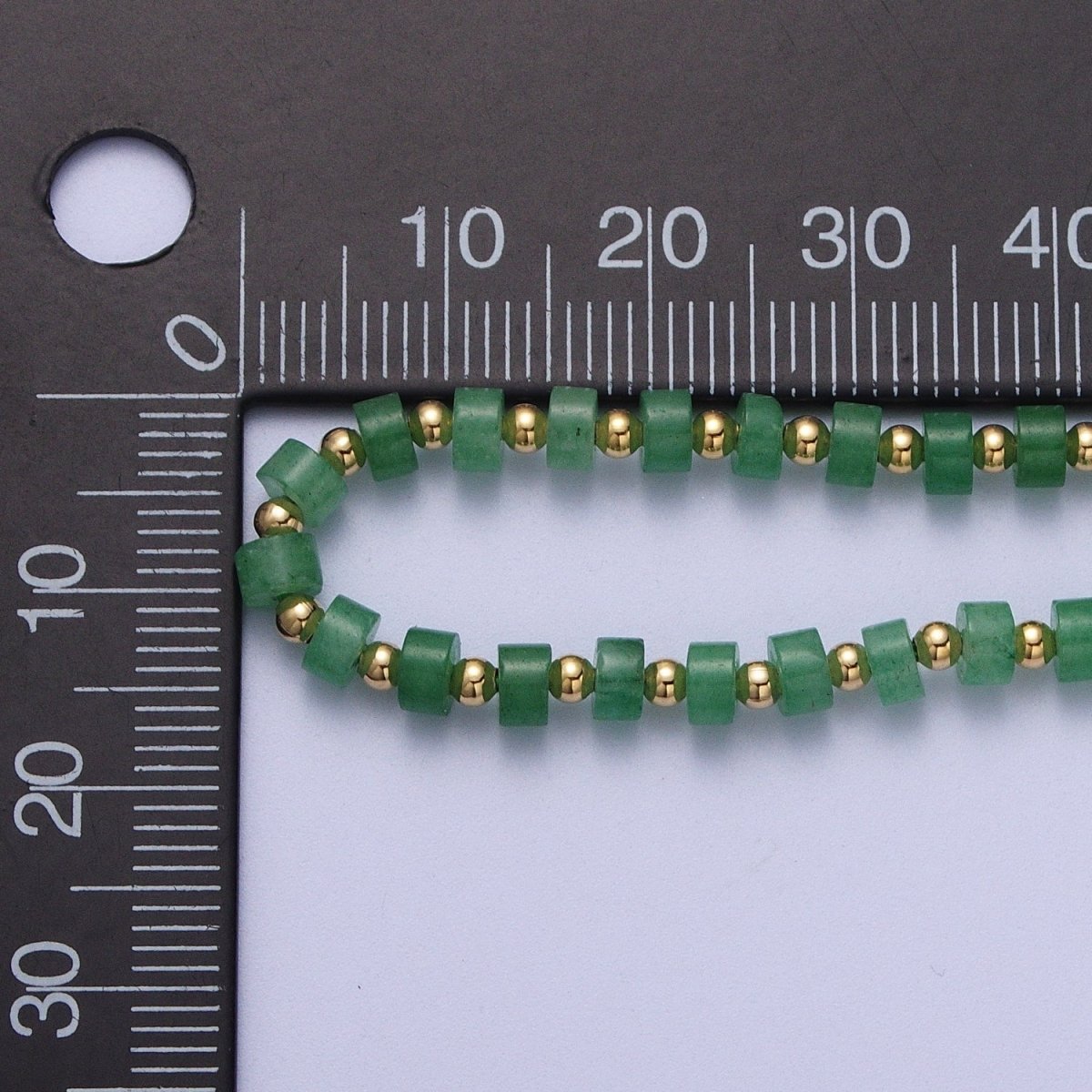 Gold Filled Green Aventurine Rondelle Heishi Gemstone Gold Spacer Beads 15.5 Inch Choker Necklace | WA-1432 Clearance Pricing