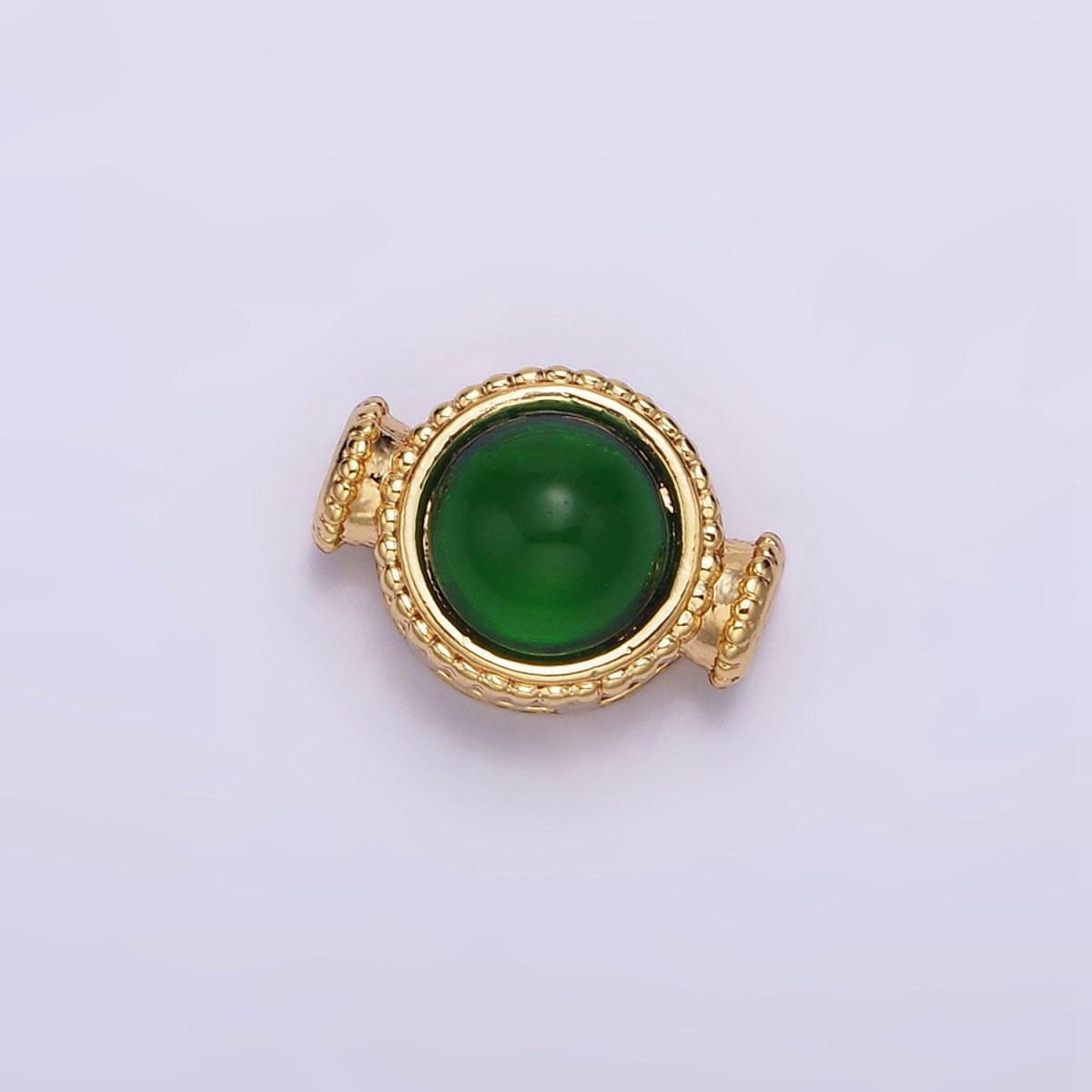 Gold Filled Green Cats Eye Round Beaded Connector G-642 - DLUXCA