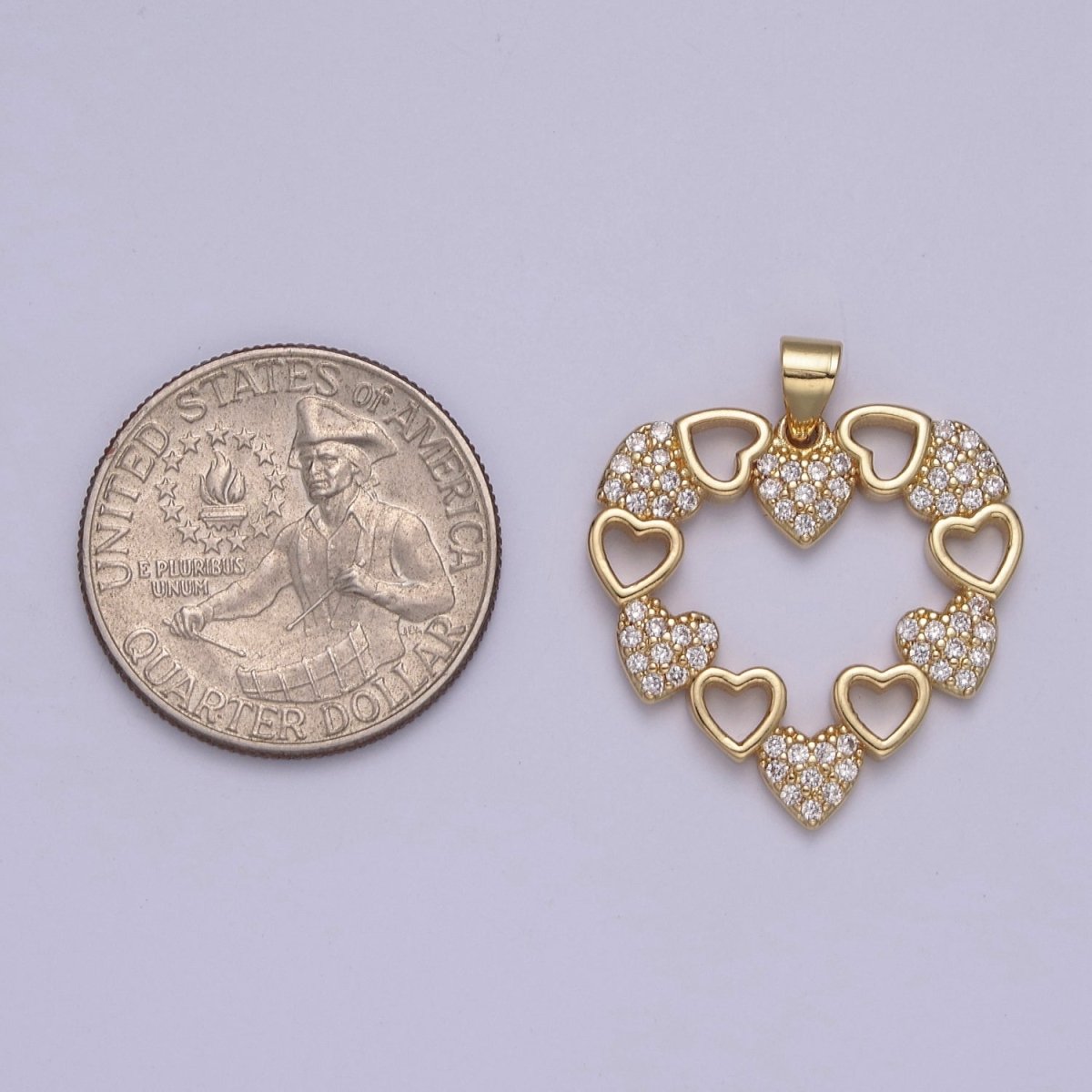 Gold Filled heart cubic charm, gold heart pendant Love Minimalist Jewelry J-442 - DLUXCA
