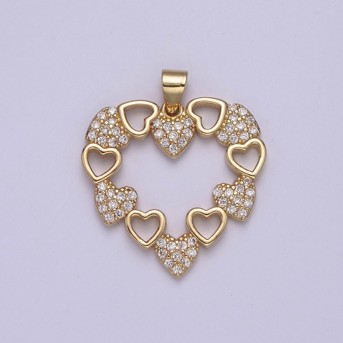 Gold Filled heart cubic charm, gold heart pendant Love Minimalist Jewelry J-442 - DLUXCA