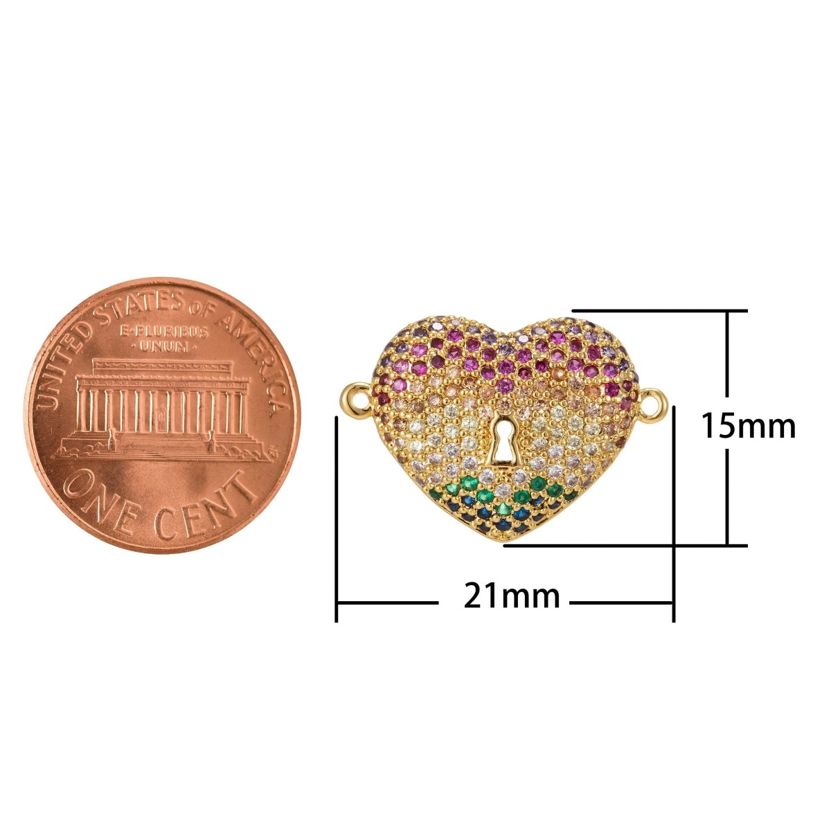 Gold Filled heart locket Charm Connector, locket Charm, gold locket Connector, CZ locket Necklace Bracelet Connector Link Charm F-312 - DLUXCA
