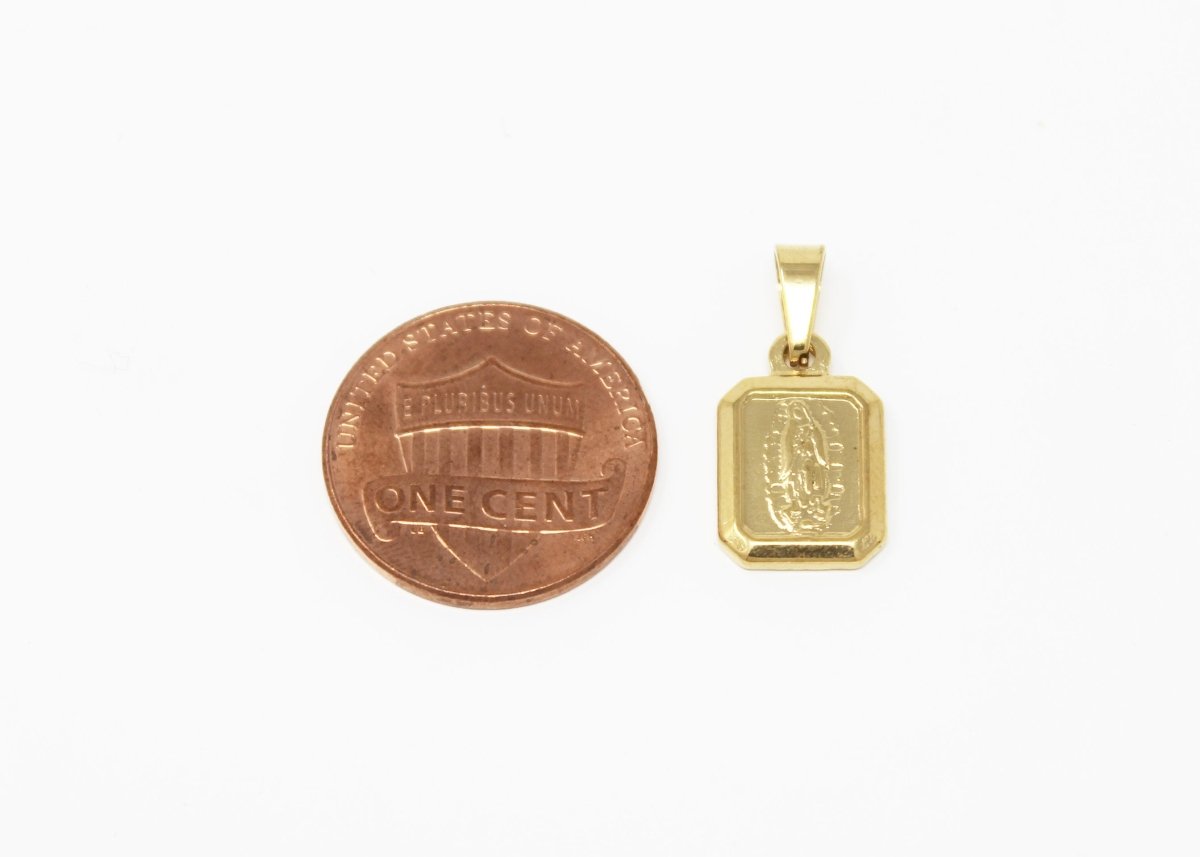 Gold Filled Holy Mother Mary Catholic Church Symbol God Church Religious Necklace Medallion Pendant Plate Charm Virgin Mary Bails Jewelry Making J-610