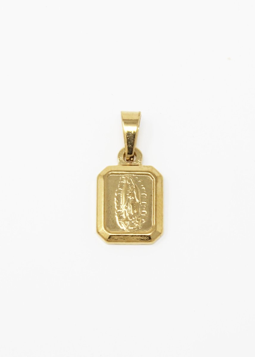 Gold Filled Holy Mother Mary Catholic Church Symbol God Church Religious Necklace Medallion Pendant Plate Charm Virgin Mary Bails Jewelry Making J-610
