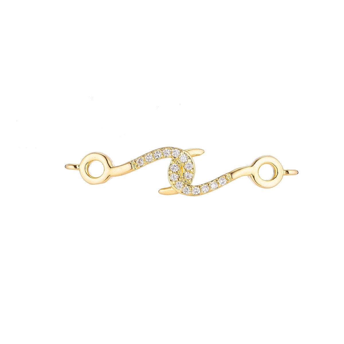 Gold Filled Hook Tangled Cubic Zirconia Bracelet Charm Bead Connector For Jewelry Making Finding F-067