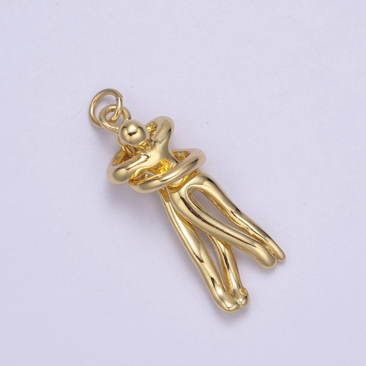 Gold Filled Hugging Couple Charm Soulmate Necklace Pendant for Valentine Eternal Love Gift, Wedding Anniversary Gift H-832 N-448