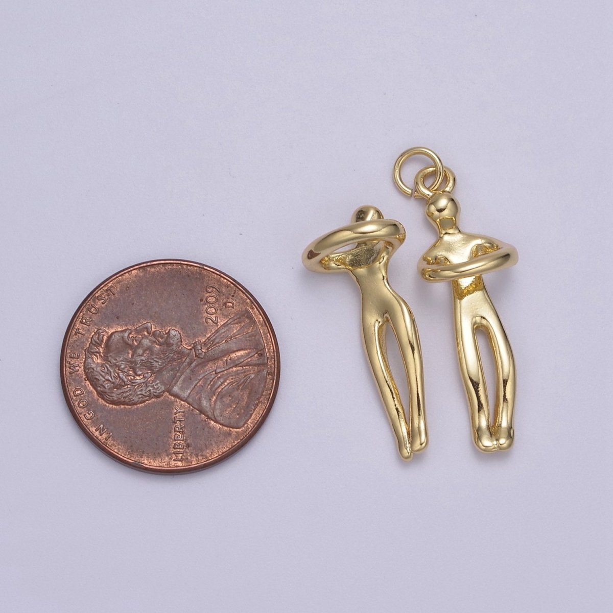 Gold Filled Hugging Couple Charm Soulmate Necklace Pendant for Valentine Eternal Love Gift, Wedding Anniversary Gift H-832 N-448