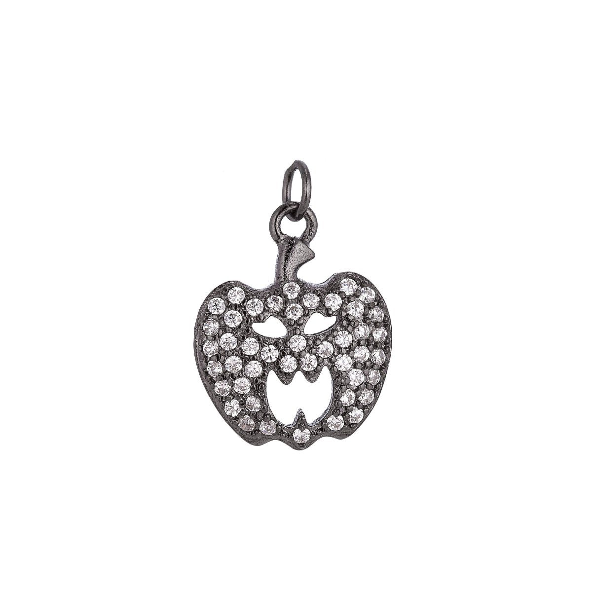 Gold Filled Jack O Lantern Pumpkin Face Cubic Zirconia Micro Pave Charm Bracelet Necklace Earring Pendant halloween for Jewelry Making C-131