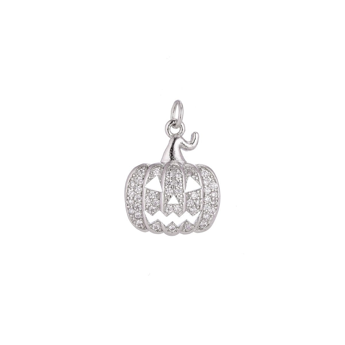 Gold Filled Jack O Lantern Pumpkin Face Cubic Zirconia Micro Pave Charm Bracelet Necklace Earring Pendant halloween for Jewelry Making C-131
