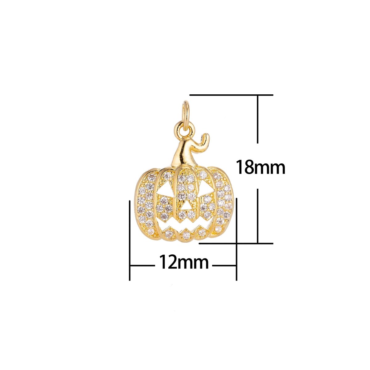 Gold Filled Jack O Lantern Pumpkin Face Cubic Zirconia Micro Pave Charm Bracelet Necklace Earring Pendant halloween for Jewelry Making C-131