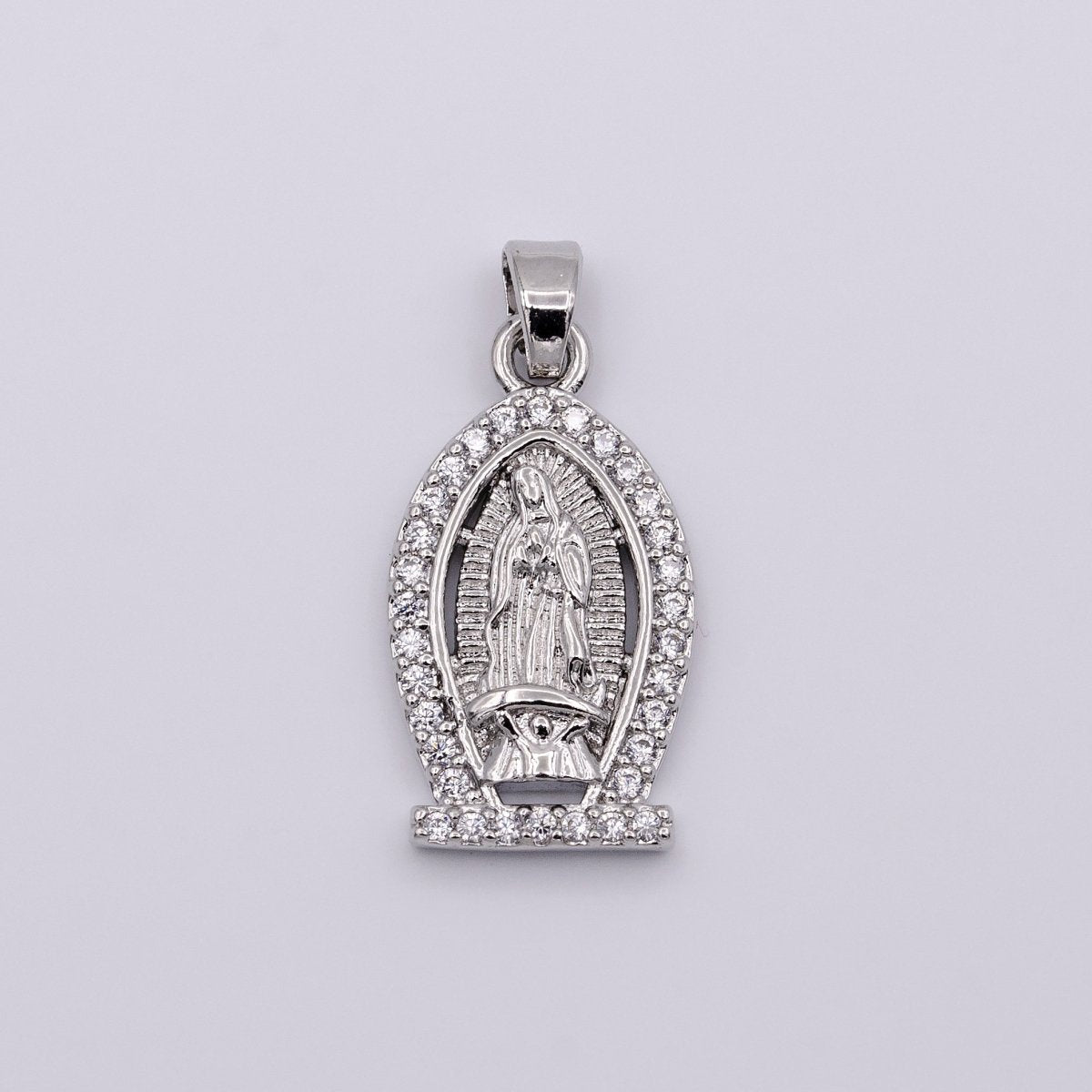 Gold Filled Lady Guadalupe Virgin Mary Medallion Pendant Micro Pave Religious Jewelry Supply AA432 AA433