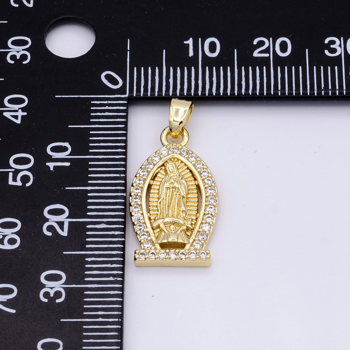 Gold Filled Lady Guadalupe Virgin Mary Medallion Pendant Micro Pave Religious Jewelry Supply AA432 AA433