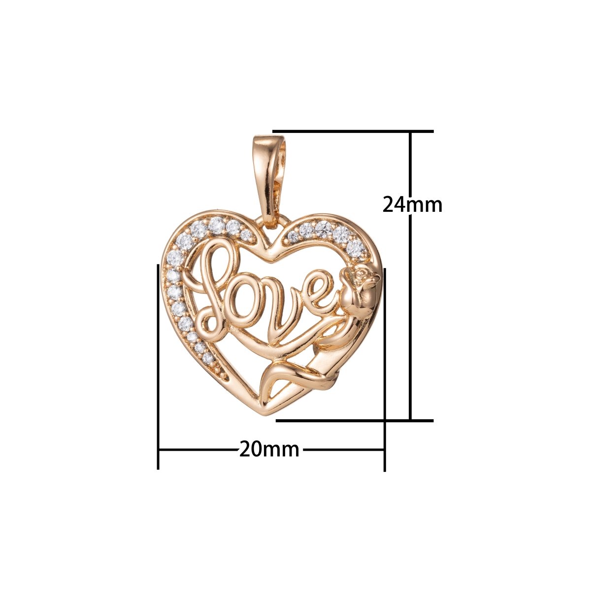 Gold Filled Love Heart Pendants I-434 - DLUXCA