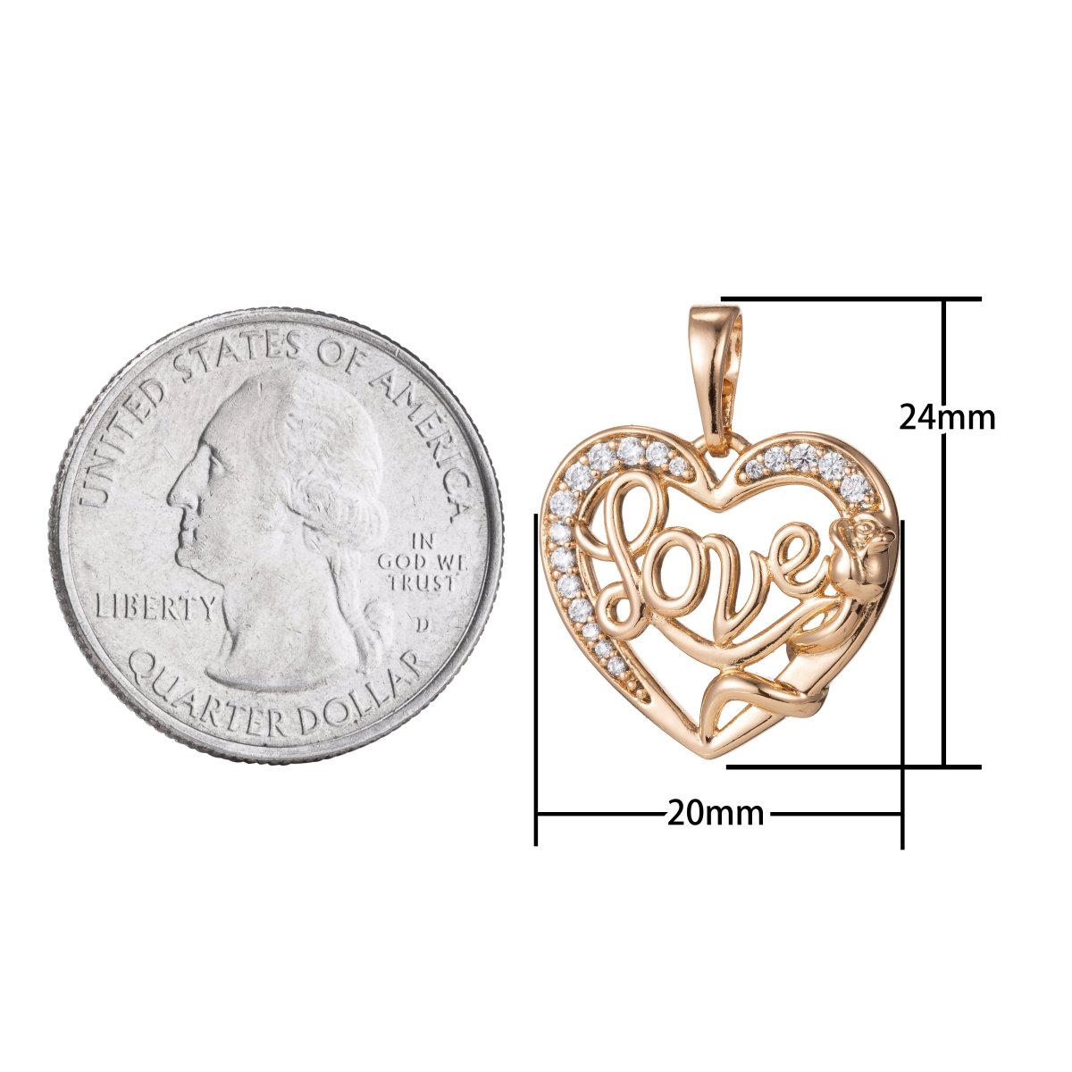 Gold Filled Love Heart Pendants I-434 - DLUXCA