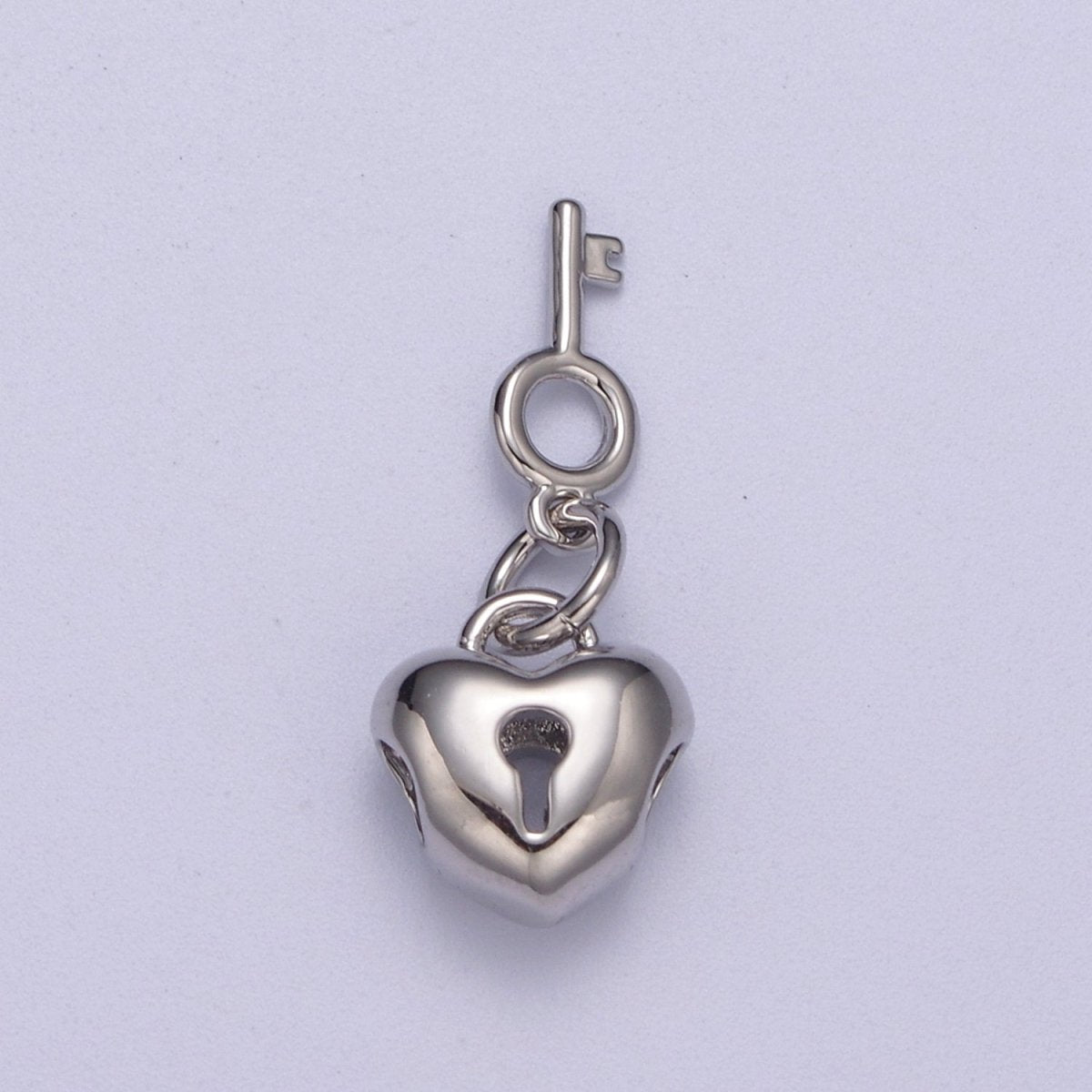 Gold Filled Love Lock, Heart Shaped Bead Padlock with Key Silver Heart Padlock Bead Spacer for Bracelet N-264 N-265