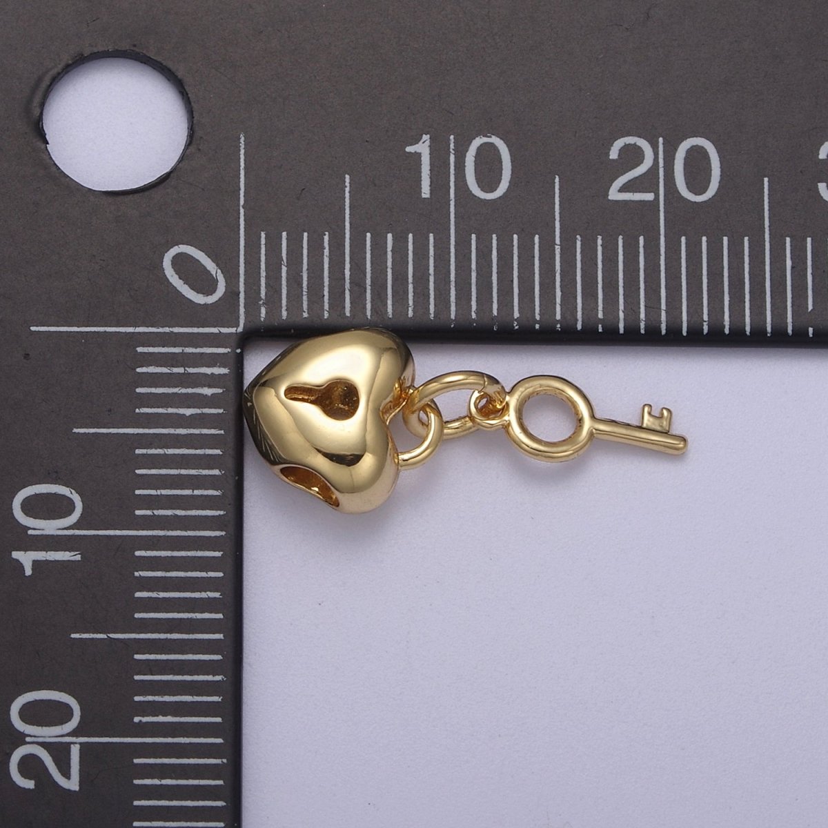 Gold Filled Love Lock, Heart Shaped Bead Padlock with Key Silver Heart Padlock Bead Spacer for Bracelet N-264 N-265
