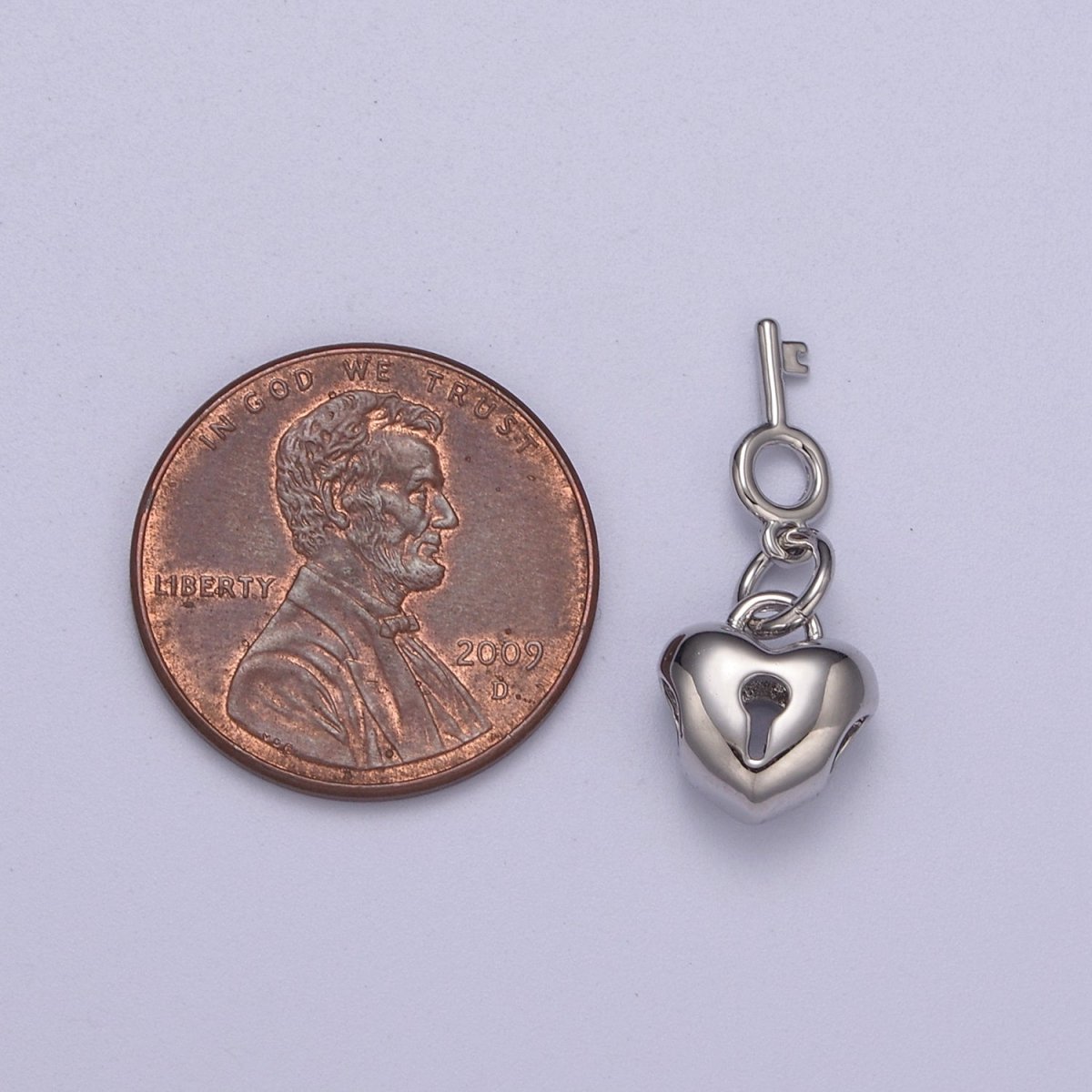 Gold Filled Love Lock, Heart Shaped Bead Padlock with Key Silver Heart Padlock Bead Spacer for Bracelet N-264 N-265