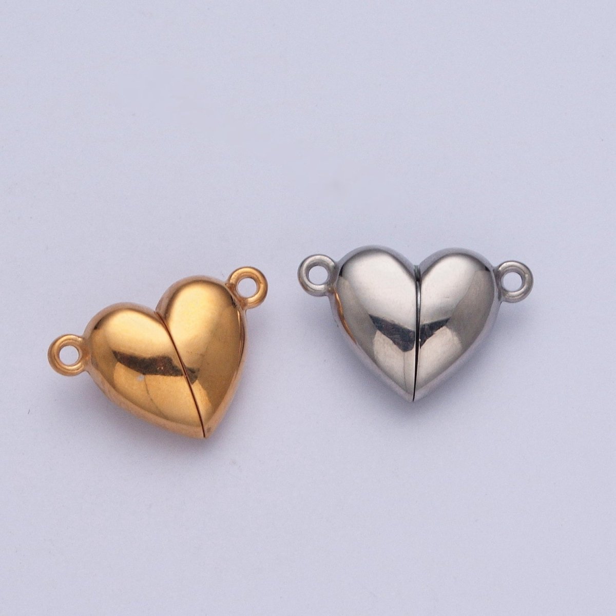 Gold Filled Magnetic Heart Connector Closure in Gold & Silver  G-096 G-097