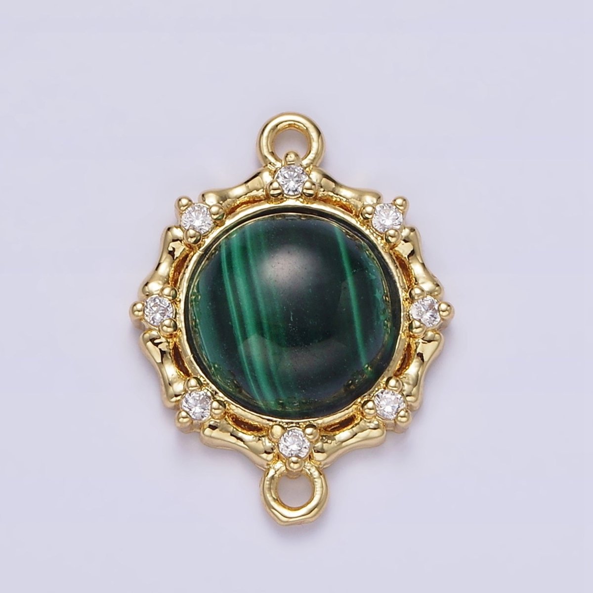 Gold Filled Malachite, Labradorite Clear CZ Dotted Outline Round Connector G-670 G-671