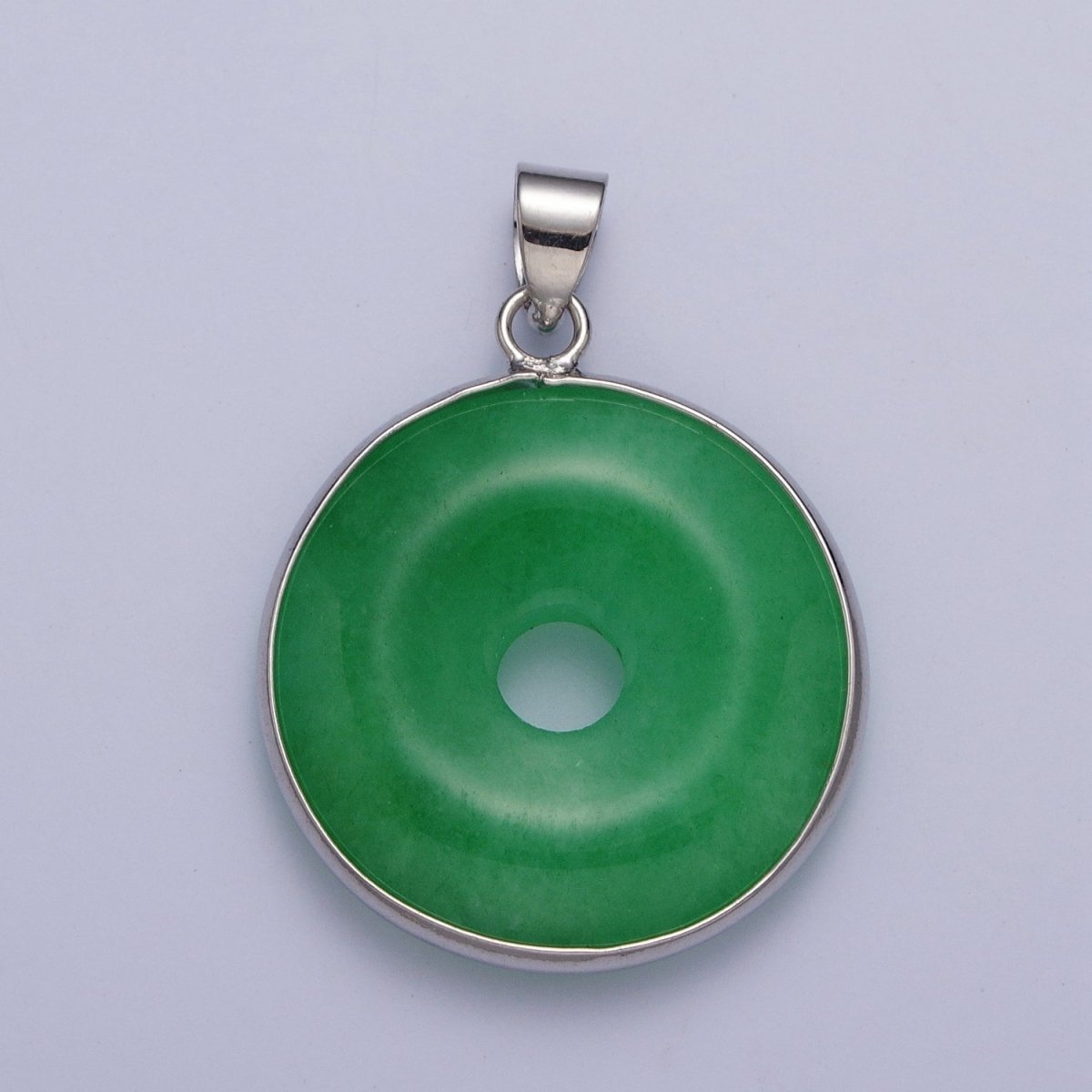 Gold Filled Malaysian Green Jade Donut Pendant in Gold & Silver | AA103 AA104