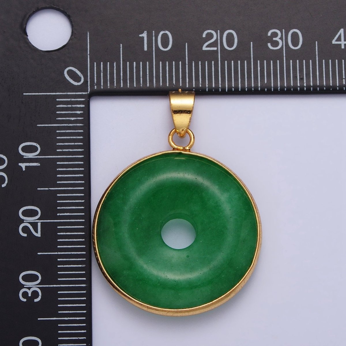 Gold Filled Malaysian Green Jade Donut Pendant in Gold & Silver | AA103 AA104
