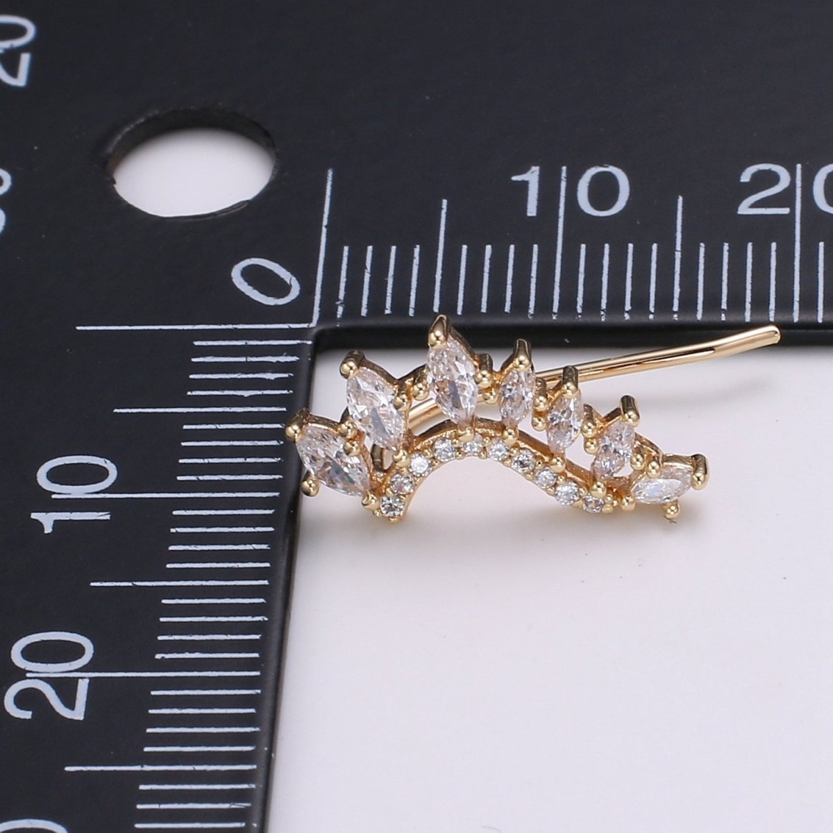 Gold Filled Marquise Curve Stud Earrings CZ Mini Geometric Formal Casual Micro Pave Daily Wear Earring Jewelry P-020 - DLUXCA