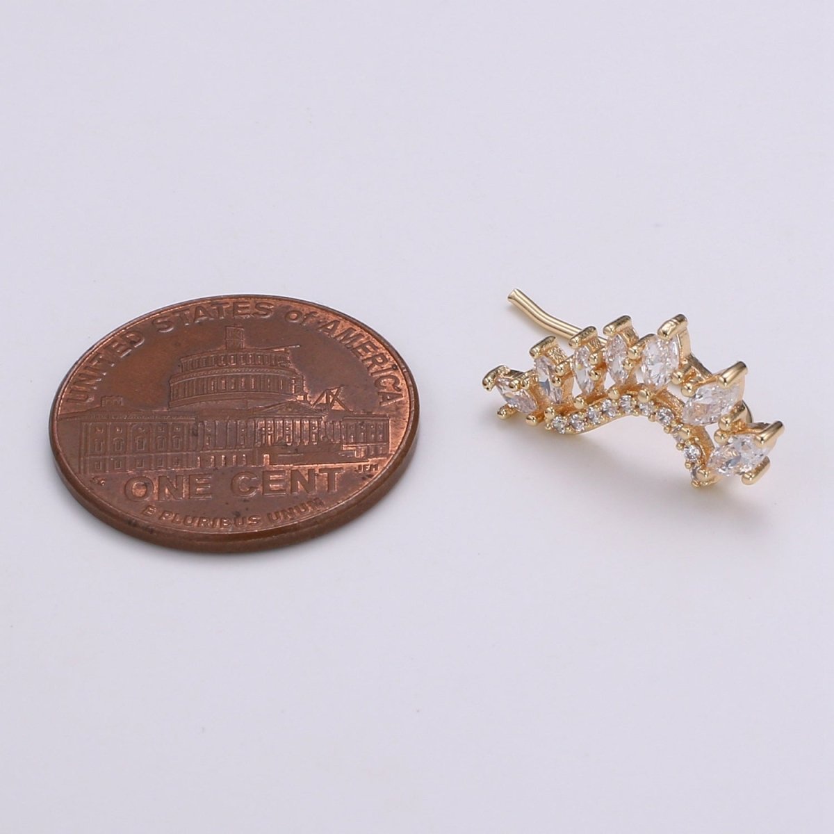 Gold Filled Marquise Curve Stud Earrings CZ Mini Geometric Formal Casual Micro Pave Daily Wear Earring Jewelry P-020 - DLUXCA