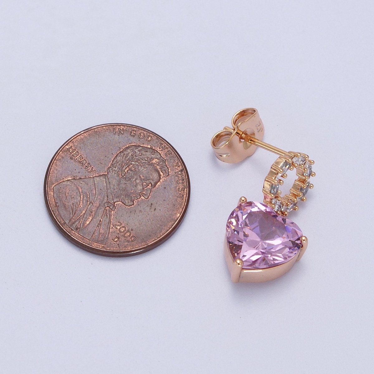 Gold Filled Marquise Round Stud Earring; Clear, Pink CZ Heart Drop Dangle Earrings in Gold & Silver | AD-307~AD-309