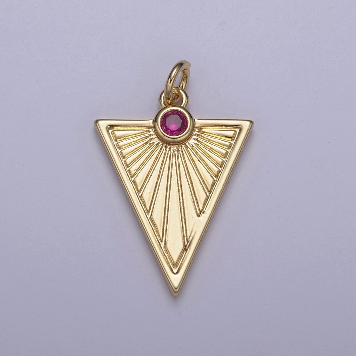 Gold Filled Medallion Pendant Gold Radial Triangle Charm Sun Ray Necklace Pendant Geometric CZ Necklaces Charm N-445 - N-447