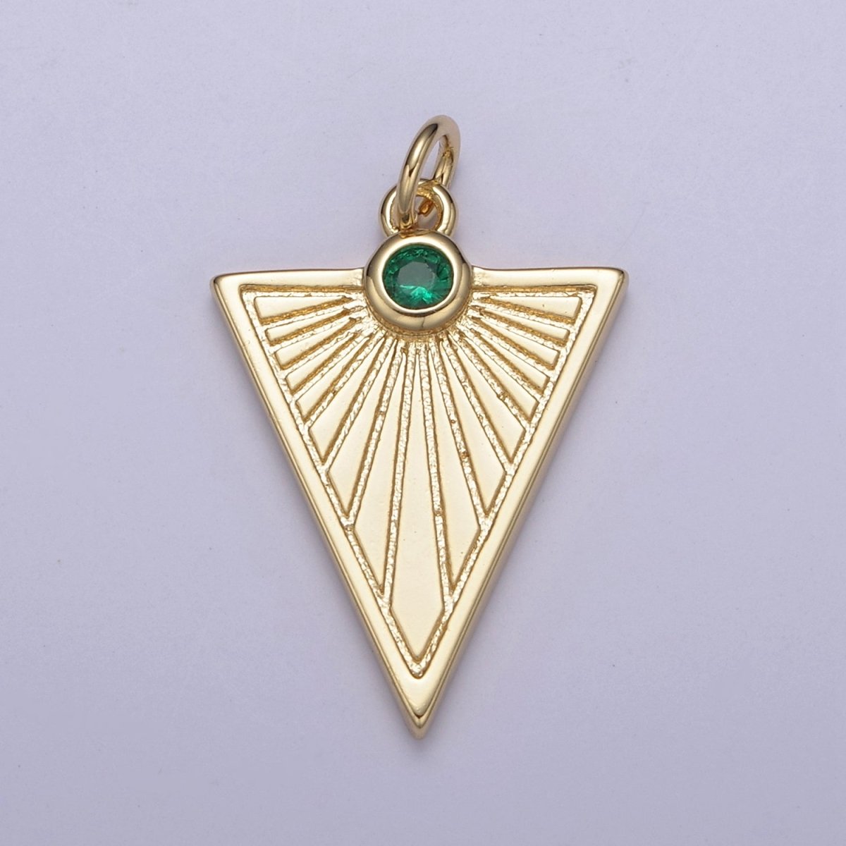 Gold Filled Medallion Pendant Gold Radial Triangle Charm Sun Ray Necklace Pendant Geometric CZ Necklaces Charm N-445 - N-447