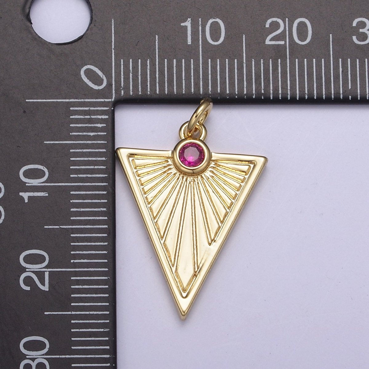 Gold Filled Medallion Pendant Gold Radial Triangle Charm Sun Ray Necklace Pendant Geometric CZ Necklaces Charm N-445 - N-447