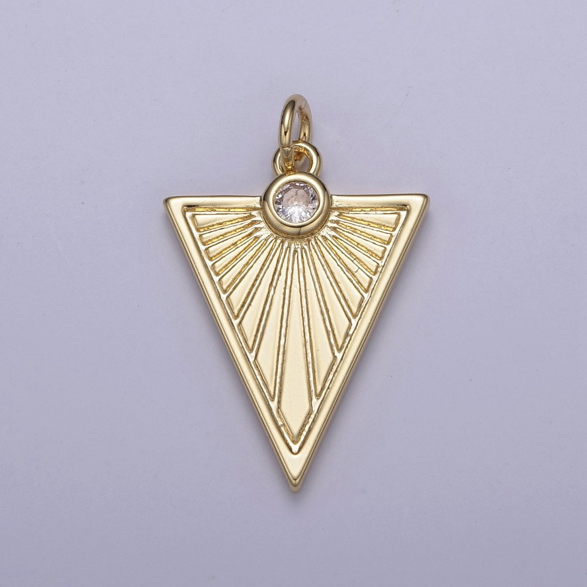 Gold Filled Medallion Pendant Gold Radial Triangle Charm Sun Ray Necklace Pendant Geometric CZ Necklaces Charm N-445 - N-447