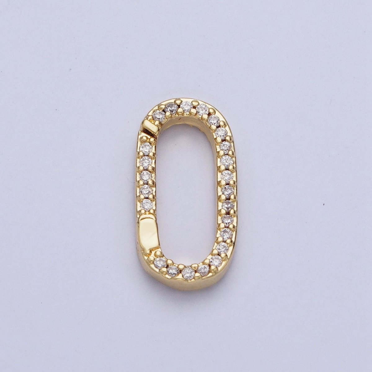 Gold Filled Micro Pace CZ Long Oval Spring Gate Clasps For DIY Jewelry Making in Gold, Silver, Rose Gold, Black  L-858 L-859 L-860 L-861