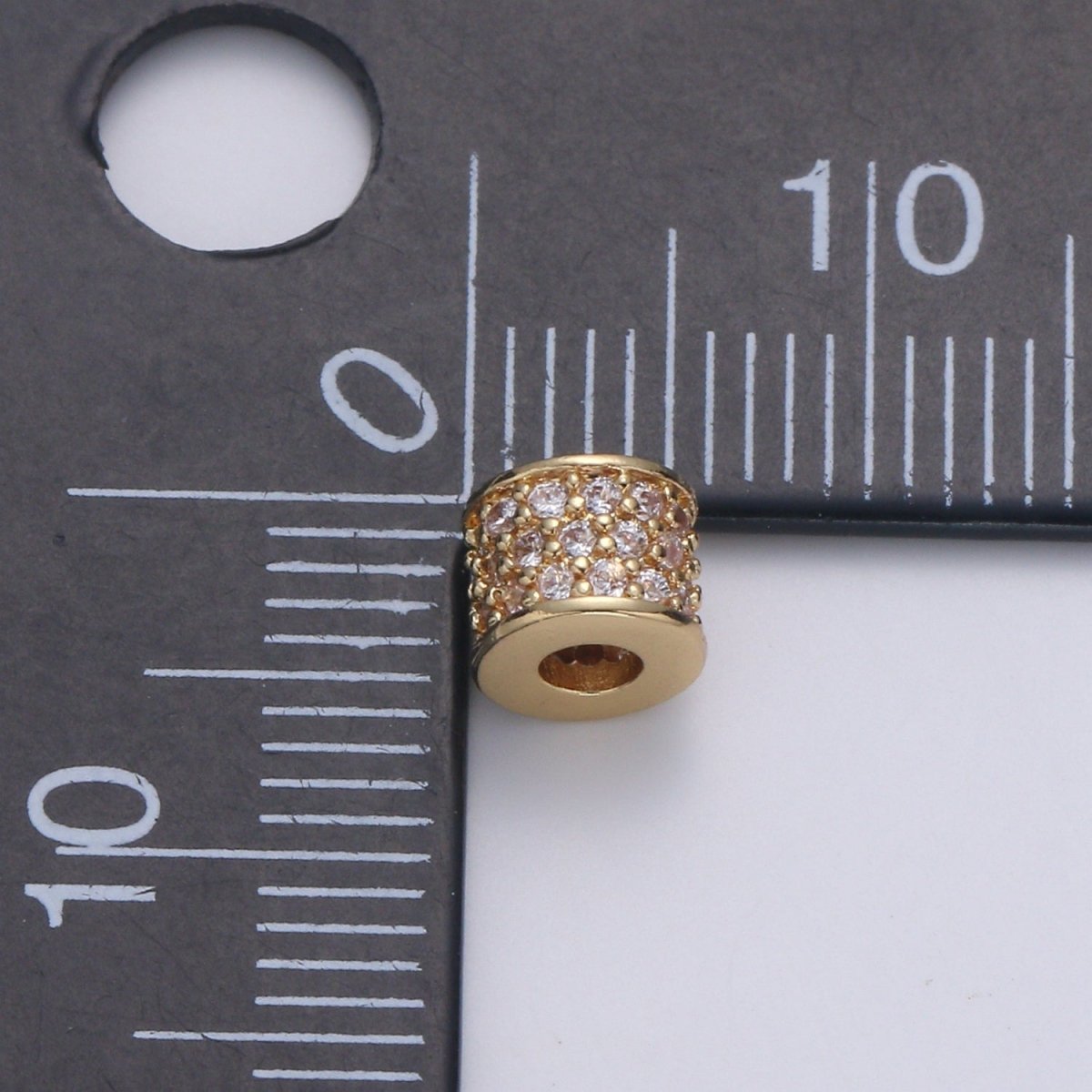 Gold Filled Micro Pave Barell Tube Spacer Beads, Big Hole Spacer Beads, Rondelle Spacer Bead CZ Rondelle Spacer Beads,B-679