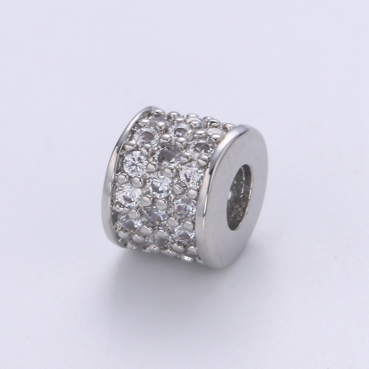 Gold Filled Micro Pave Barell Tube Spacer Beads, Big Hole Spacer Beads, Rondelle Spacer Bead CZ Rondelle Spacer Beads,B-679