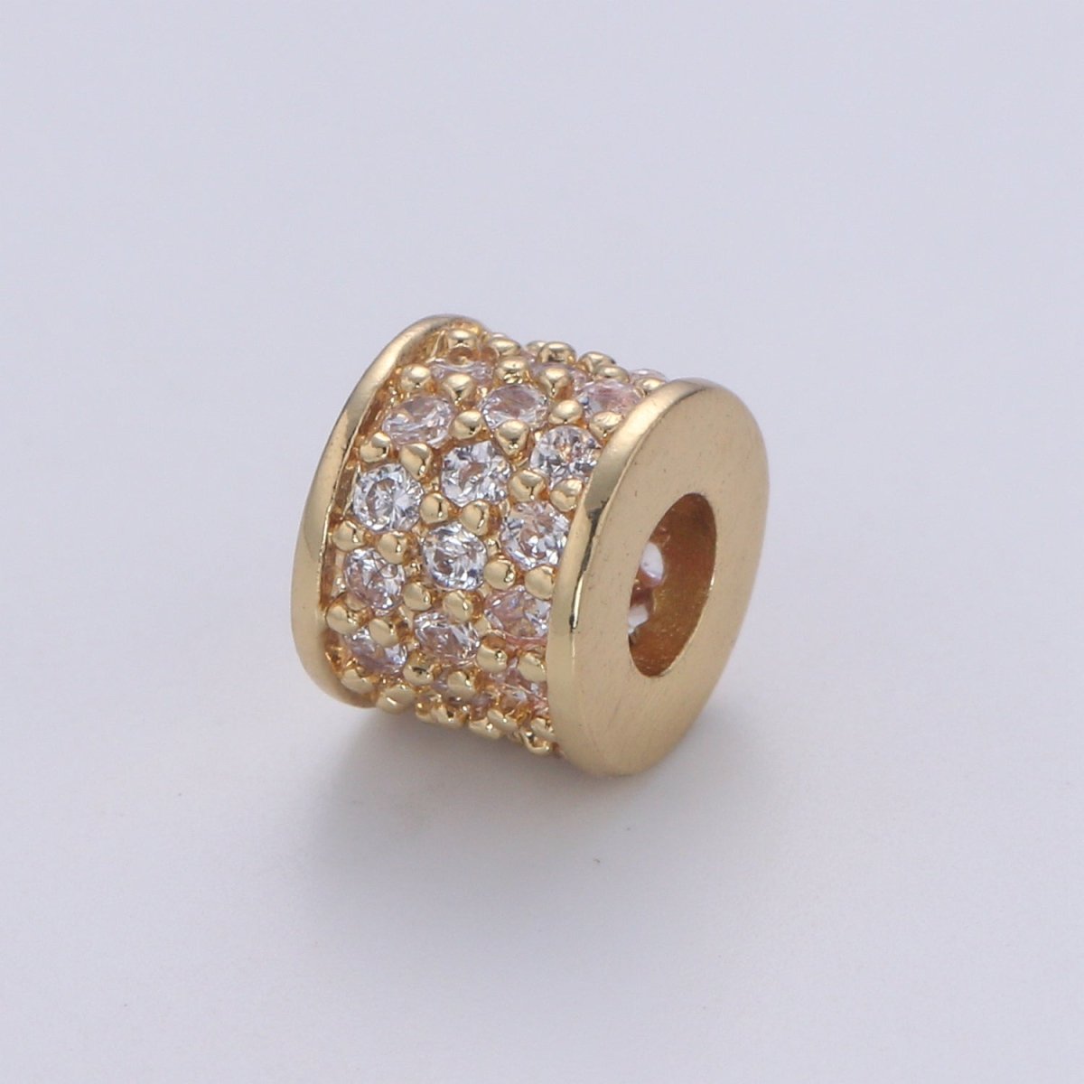 Gold Filled Micro Pave Barell Tube Spacer Beads, Big Hole Spacer Beads, Rondelle Spacer Bead CZ Rondelle Spacer Beads,B-679