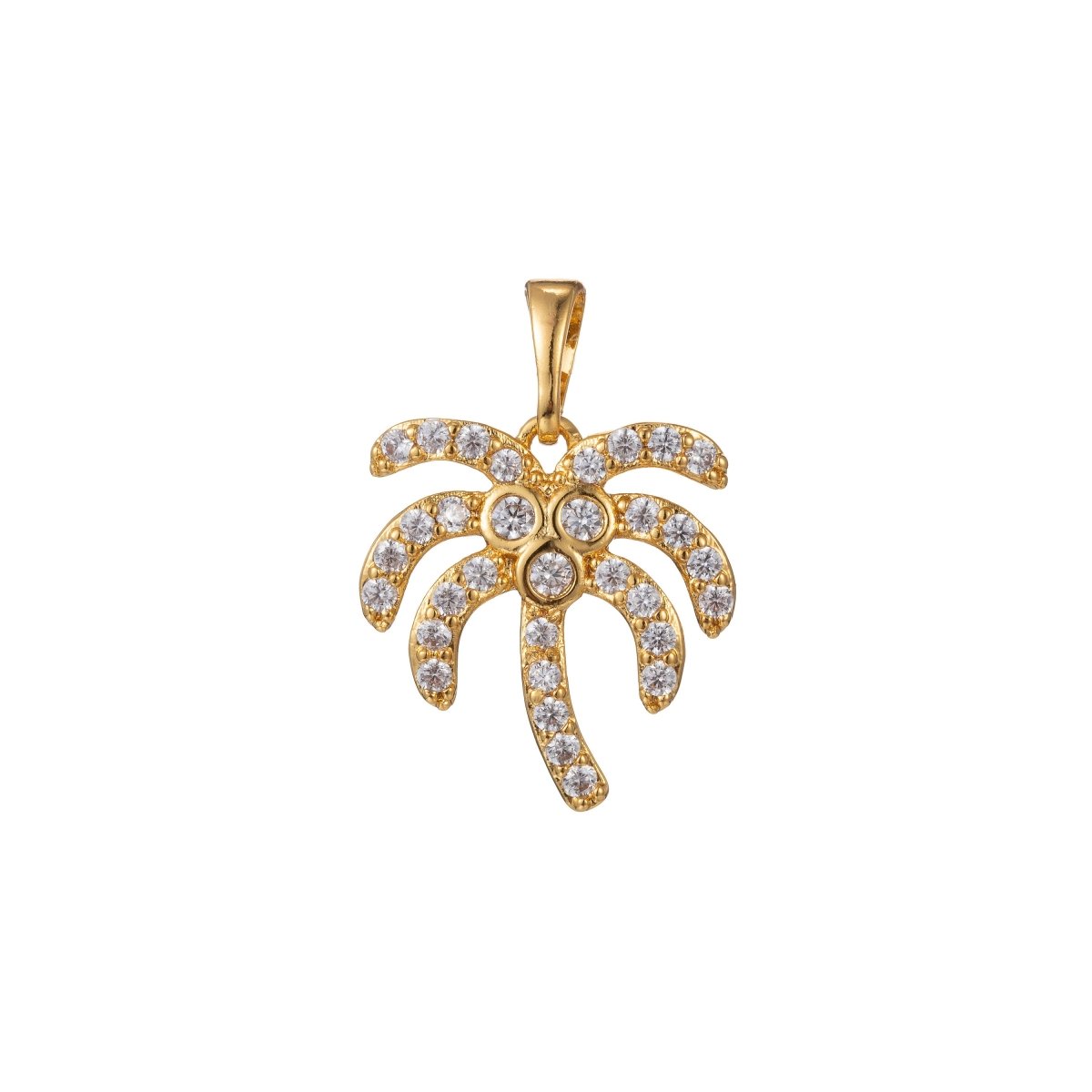 Gold Filled Micro Pave CZ Coconut Tree Pendant Charm, Micro Pave CZ Pendant Charm, White Gold Filled Pendant, For DIY Jewelry I-484 I-568