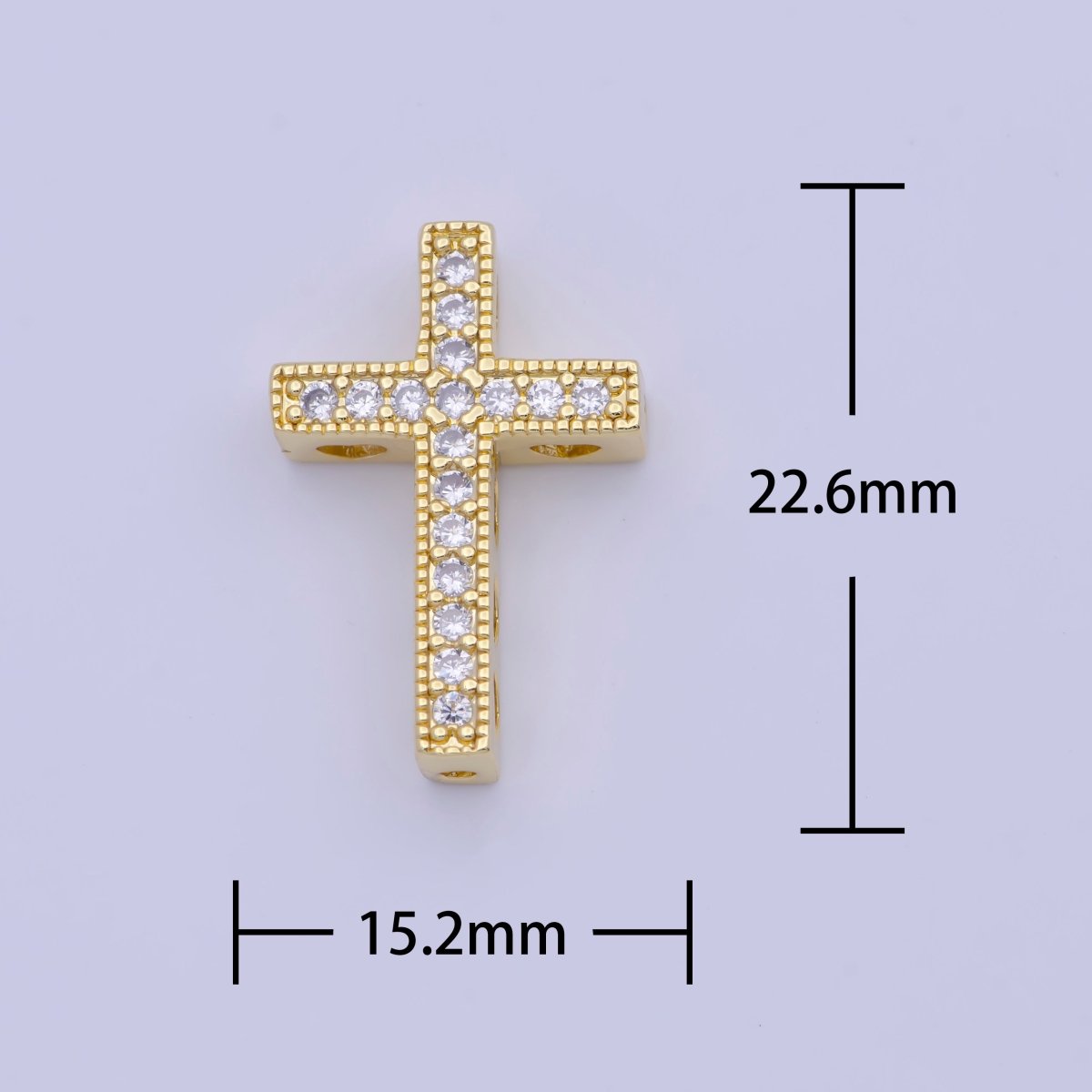 Gold Filled Micro Pave CZ Religious Cross Bead Findings in Silver & Gold B-164