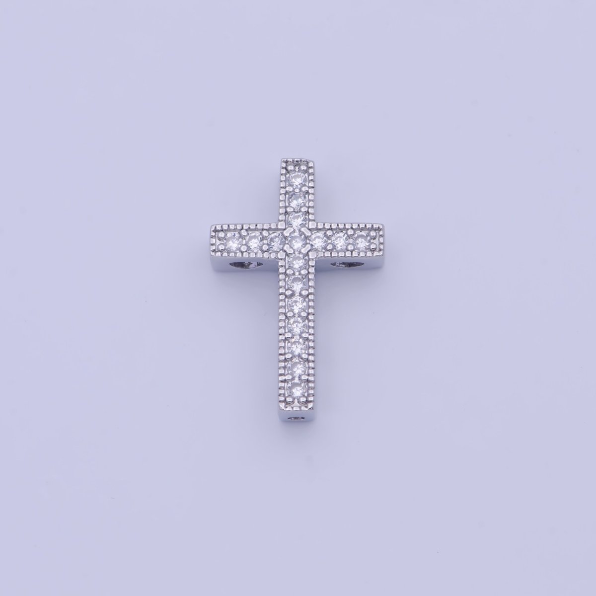 Gold Filled Micro Pave CZ Religious Cross Bead Findings in Silver & Gold B-164