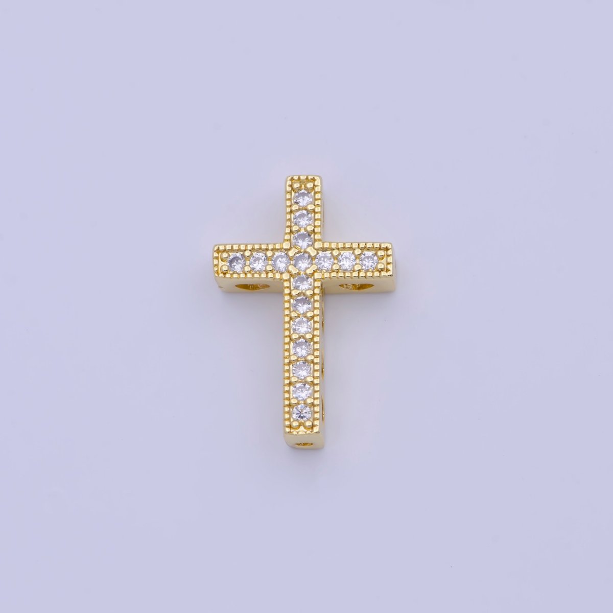 Gold Filled Micro Pave CZ Religious Cross Bead Findings in Silver & Gold B-164