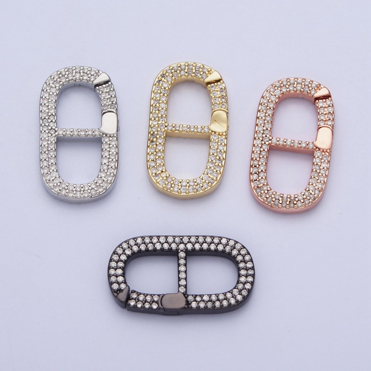 Gold Filled Micro Pave CZ Soda Pull Tab Spring Gate Clasps For DIY Jewelry Making in Gold, Silver, Rose Gold, Black  L-850 L-851 L-852 L-853