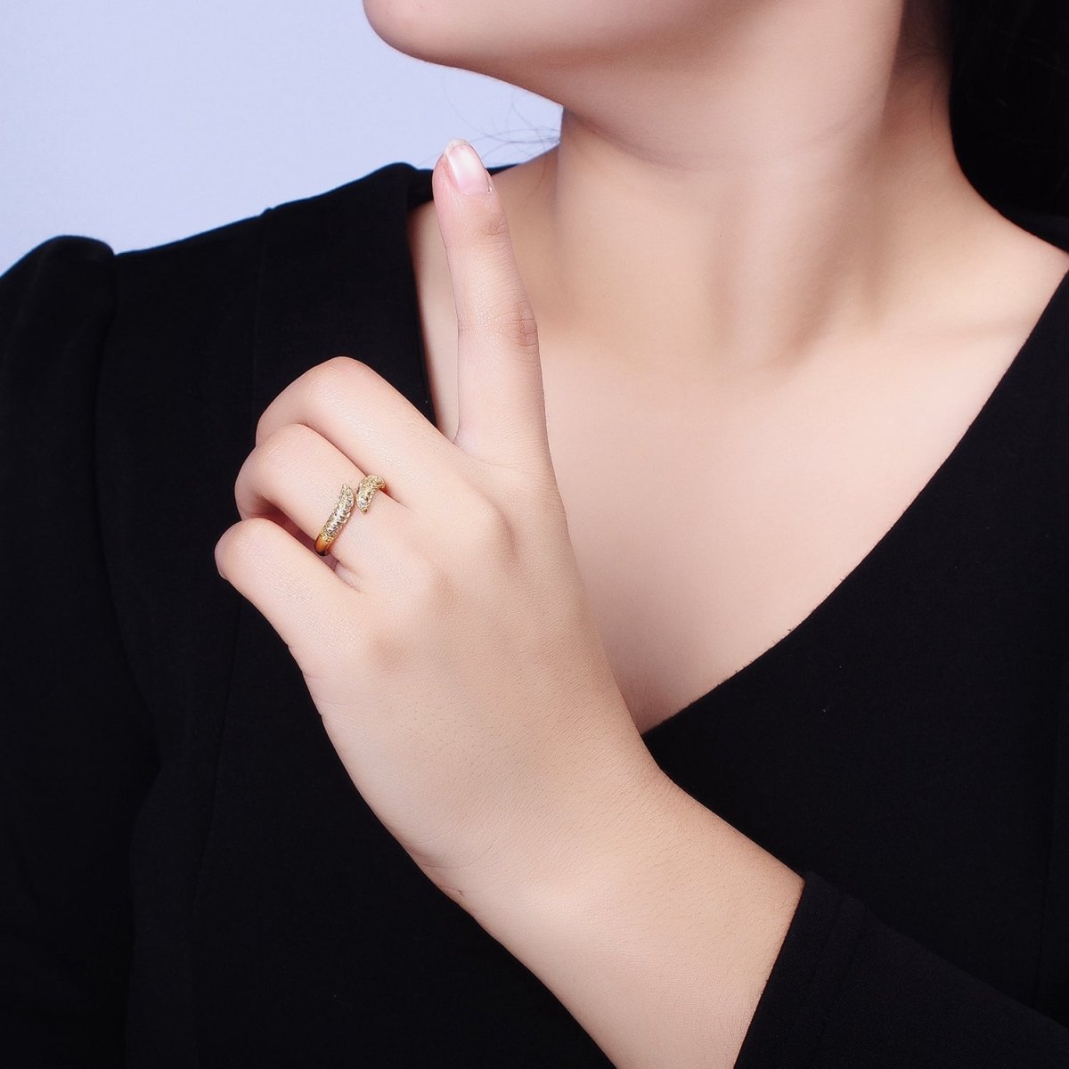 Gold Filled Micro Pave Wrap Ring | Unique Wedding Band | Statement Stacking Band Wrap Spiral Ring Adjustable O1515 O1516