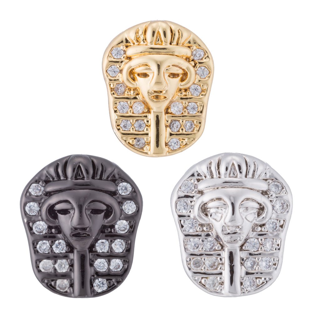 Gold Filled Micro Paved Ancient Egyptian Pharaoh Egyptian Headdress Bead | B-057