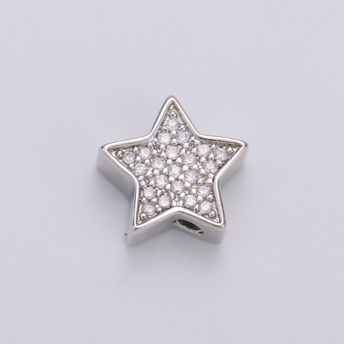 Gold Filled Micro Paved CZ 10mm Celestial Star Beads in Gold & Silver |  B-302