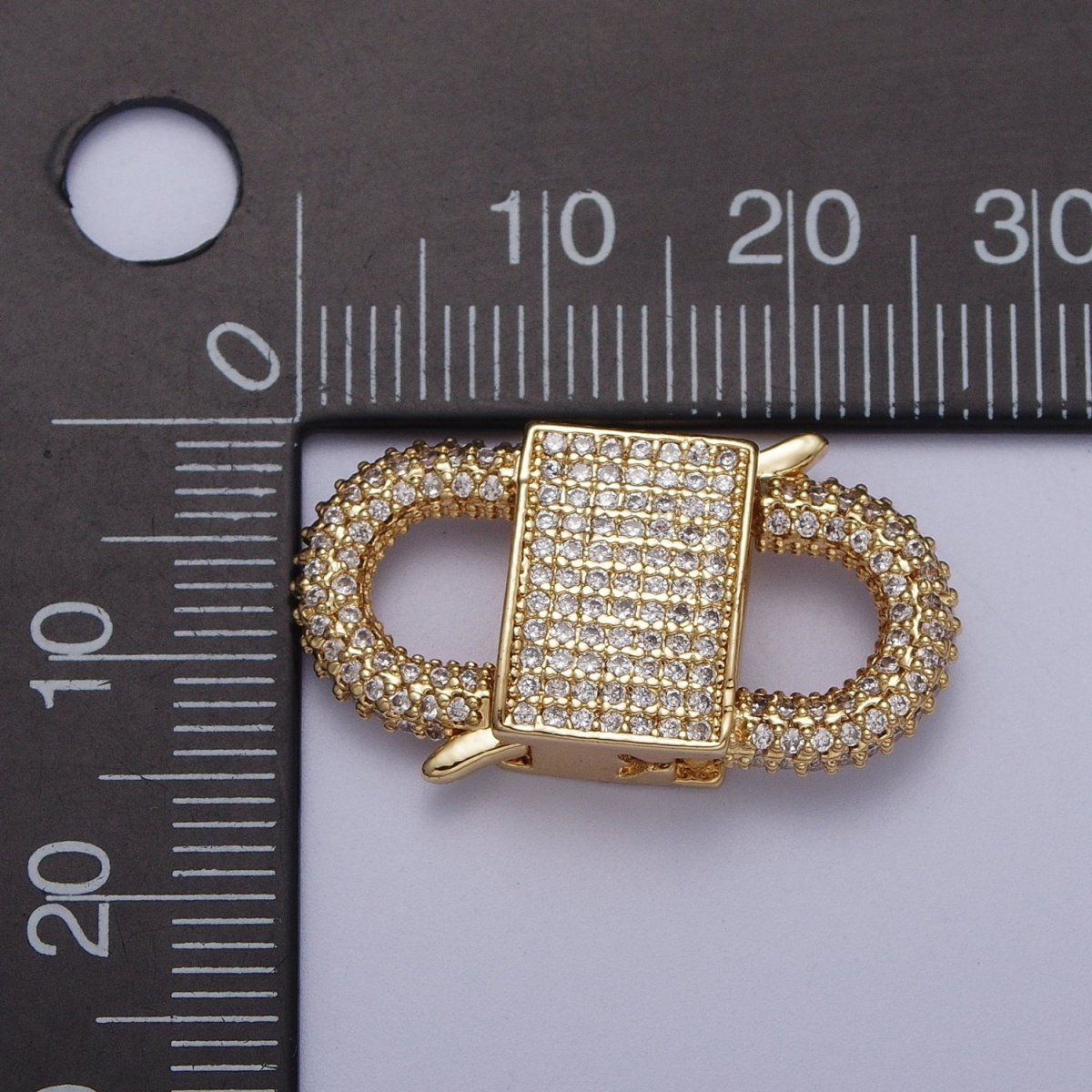 Gold Filled Micro Paved Double Padlock Spring Gate Closure in Gold & Silver | K-199 K-202