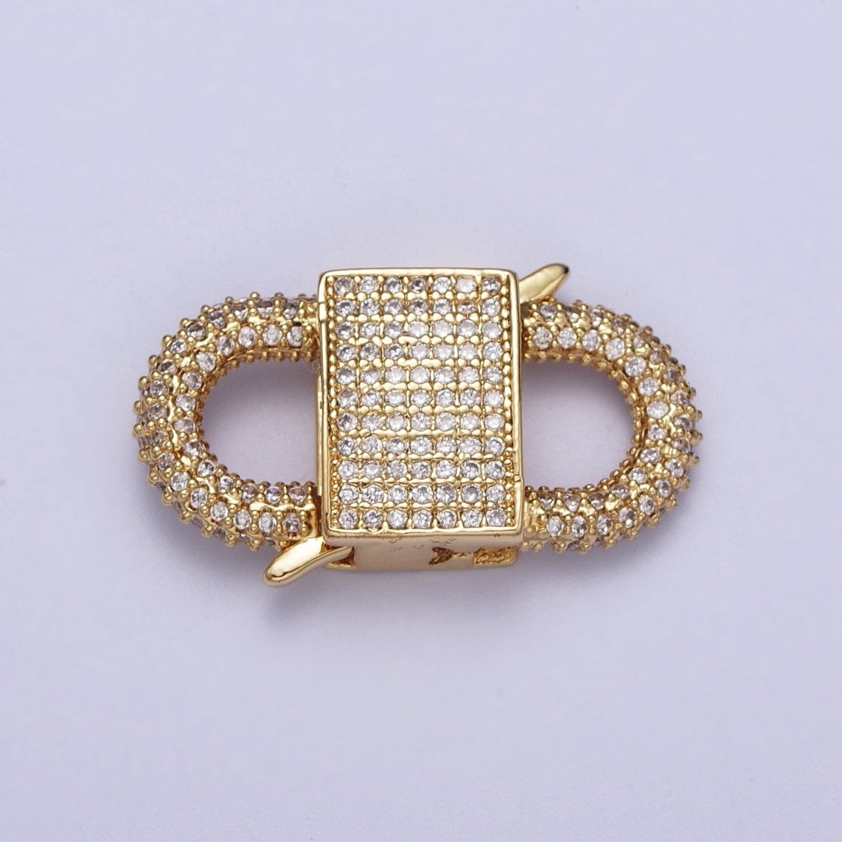 Gold Filled Micro Paved Double Padlock Spring Gate Closure in Gold & Silver | K-199 K-202