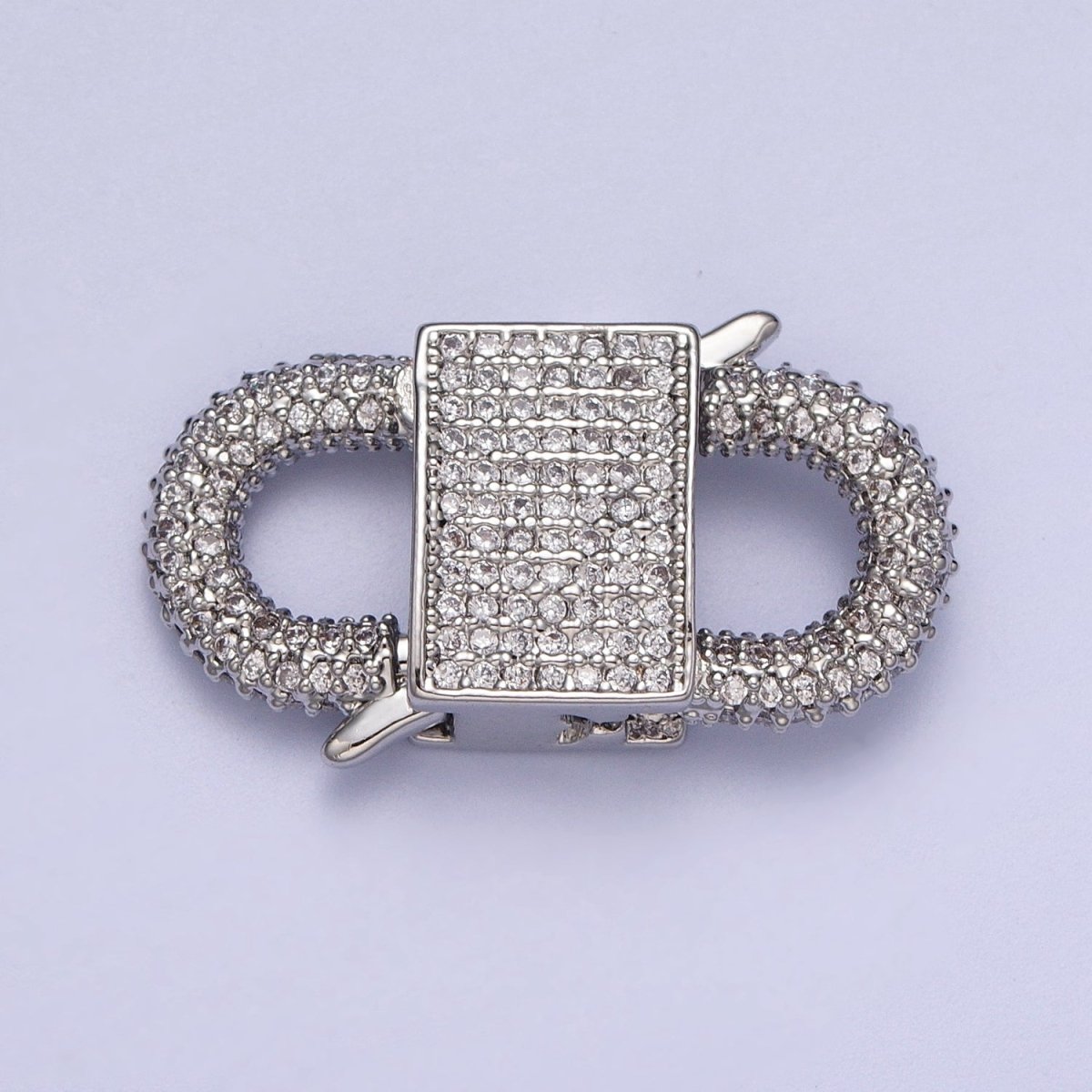 Gold Filled Micro Paved Double Padlock Spring Gate Closure in Gold & Silver | K-199 K-202