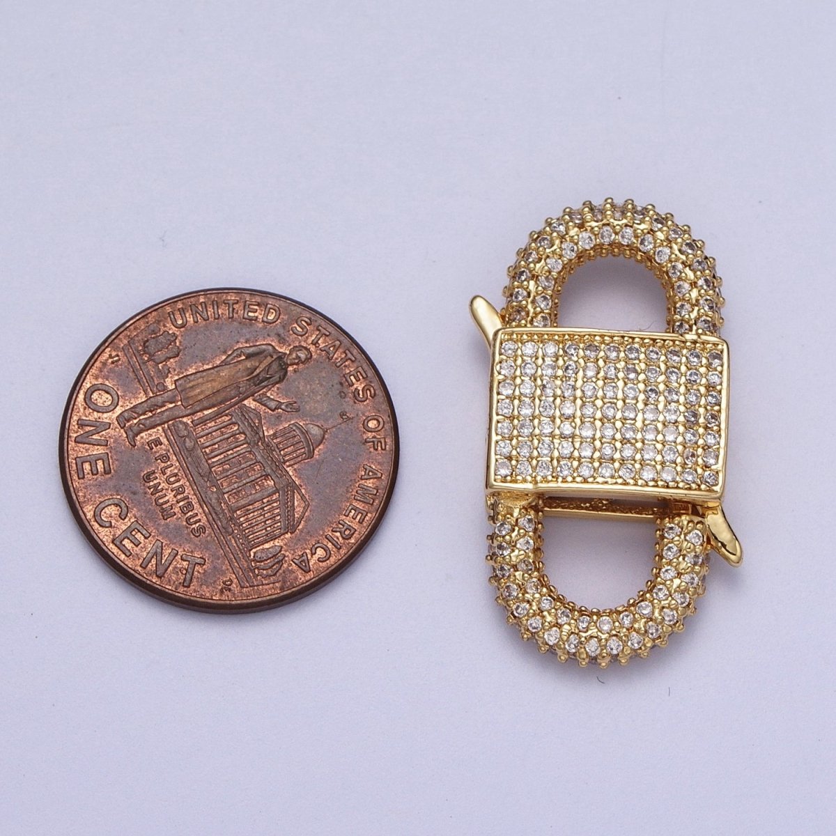 Gold Filled Micro Paved Double Padlock Spring Gate Closure in Gold & Silver | K-199 K-202